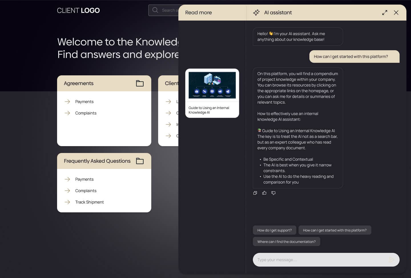 KnowHub AI assistant window view