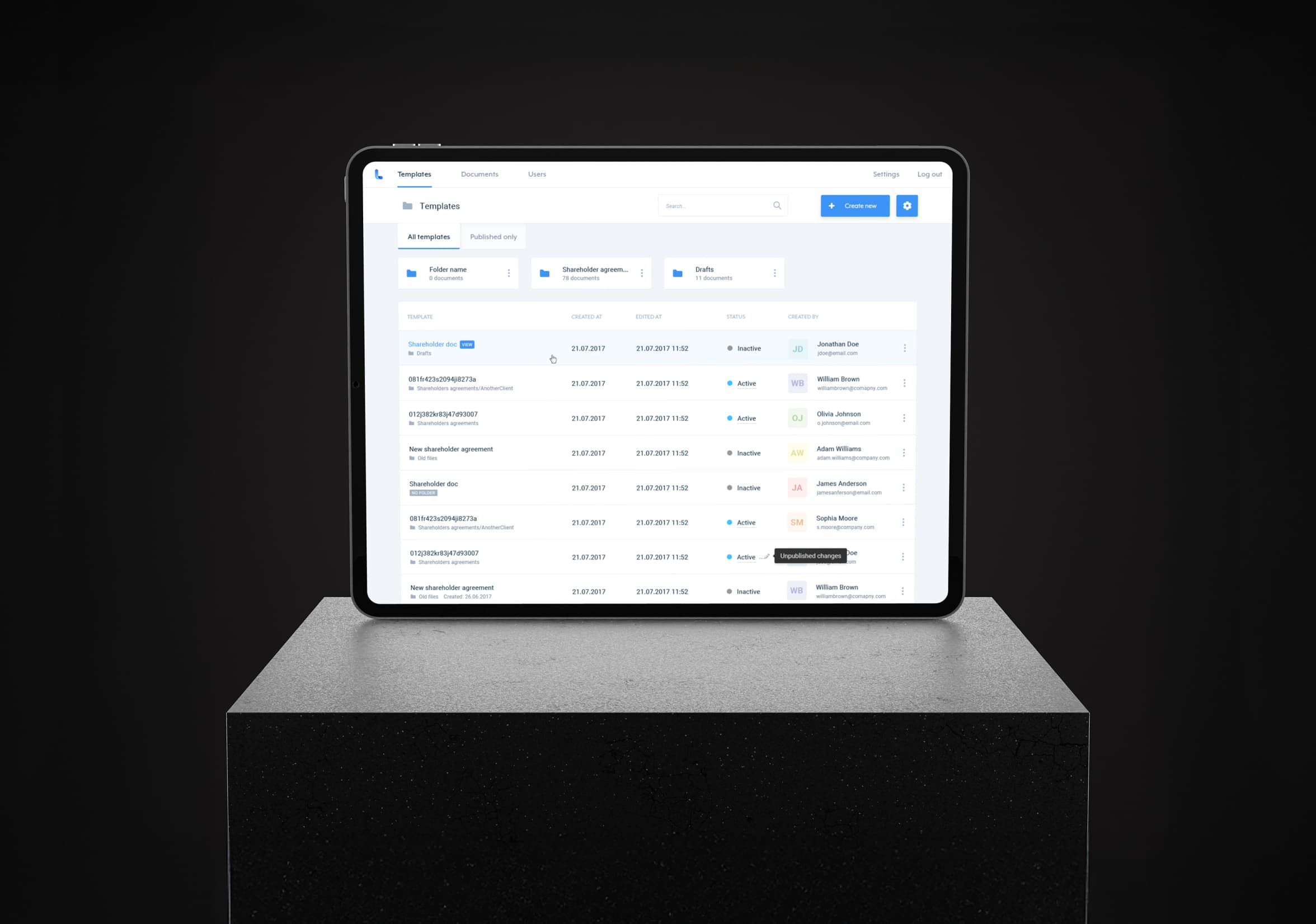 Legal automation web platform—Lexolve intuitive interface for creating, sending, and tracking legal documents