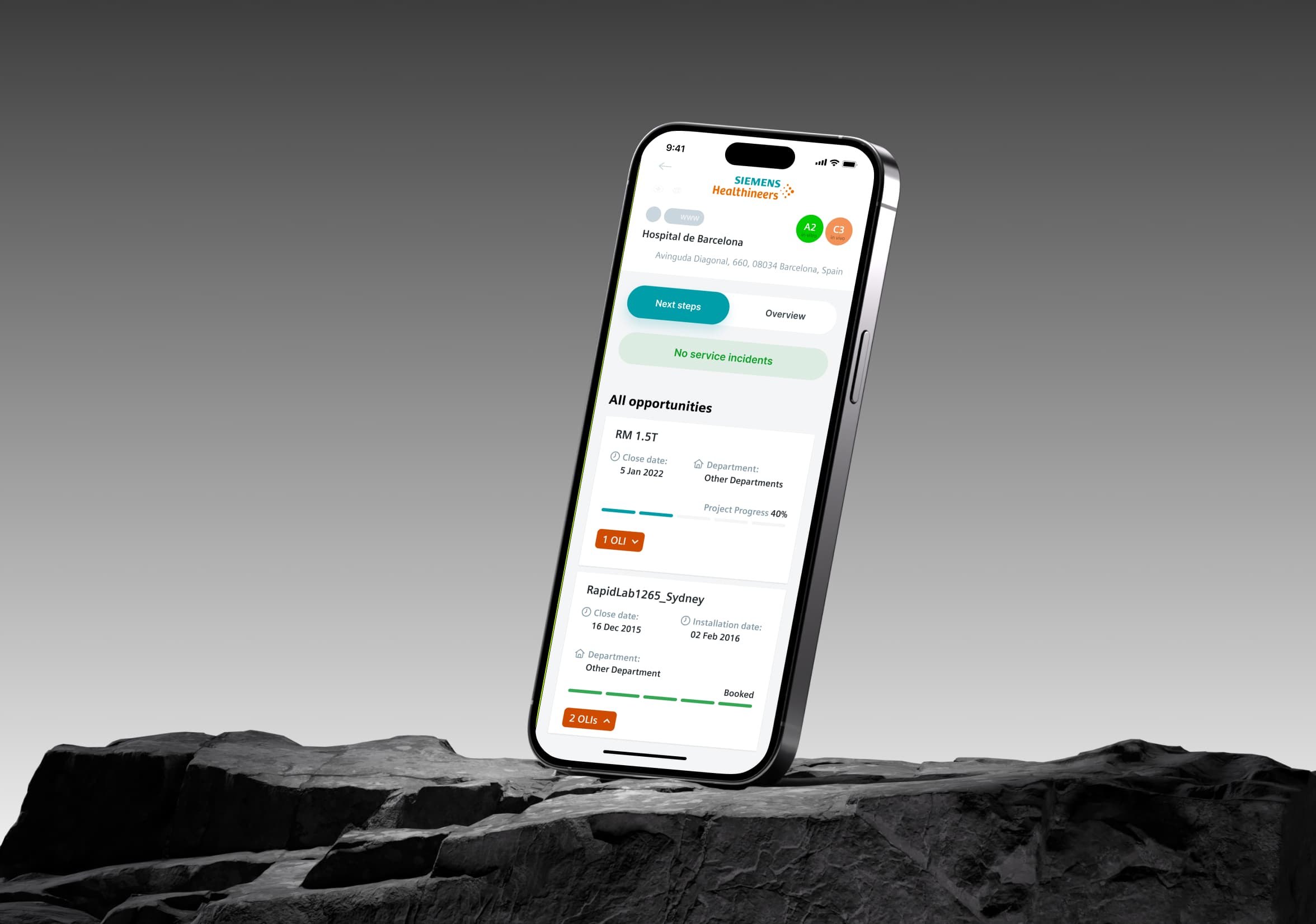 Mobile CRM tool—Siemens Healthineers Digital Sales Companion app for medical device sales team
