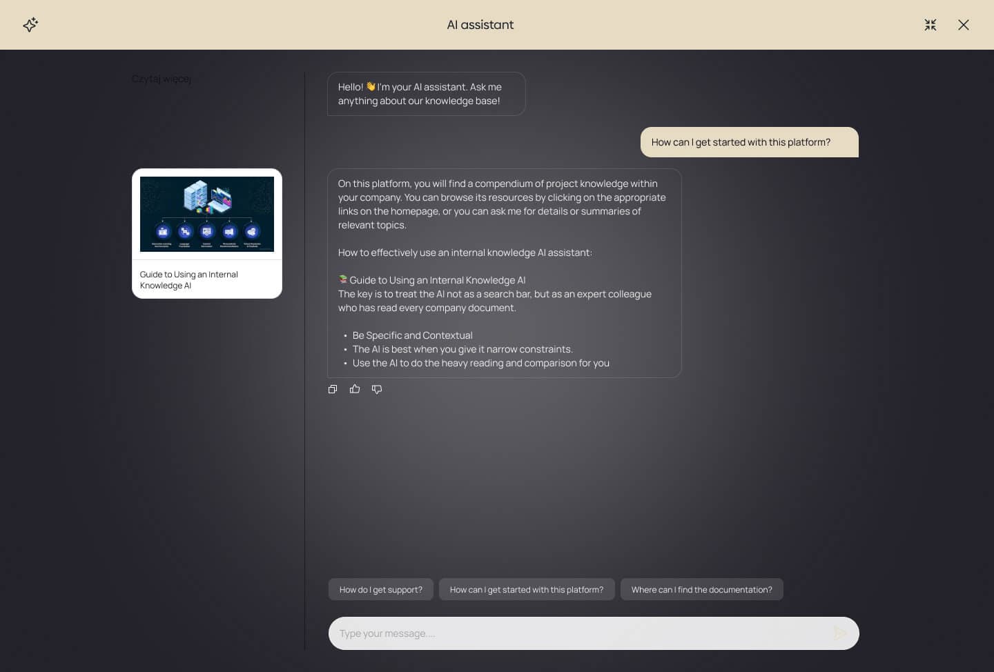 KnowHub full screen AI assistant