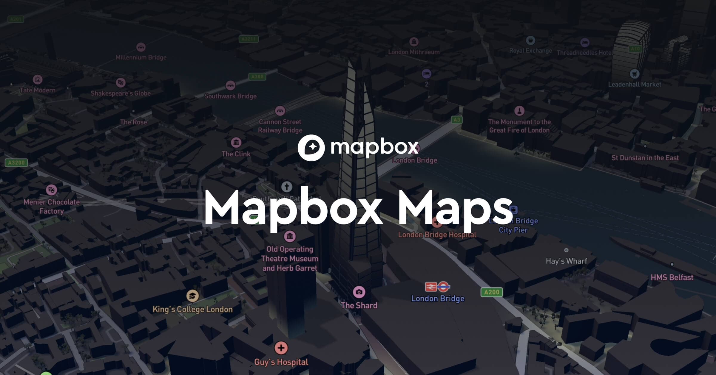 3D city map visualized in Mapbox showing landmarks and buildings in London, demonstrating interactive map layers and geospatial rendering.