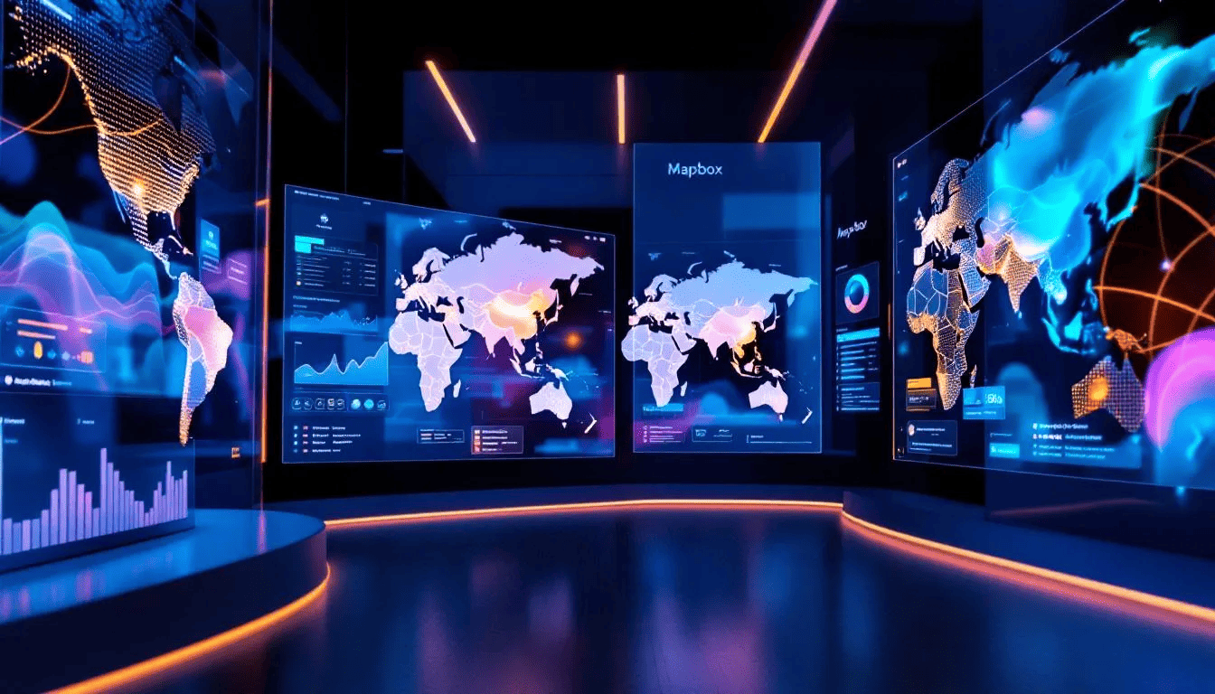 A visual representation of interactive maps showcasing Mapbox features.