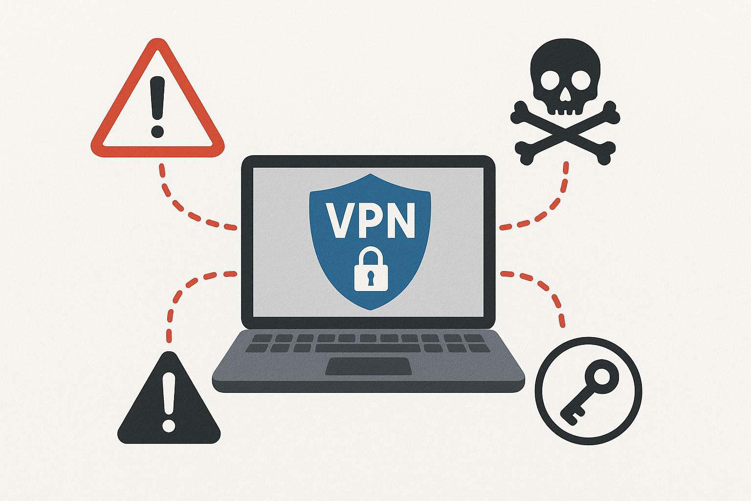 Visual representation of potential risks and limitations of VPNs.