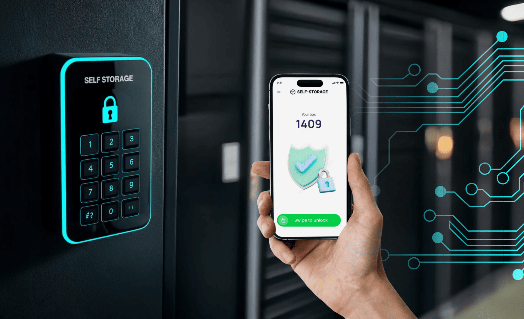 Small business owner managing bookings and payments with self storage software dashboard