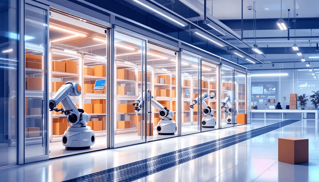 A case study illustration showcasing successful AI implementation in self storage facilities.