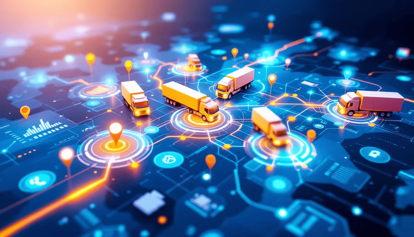 A visual representation of challenges in modern fleet management, showcasing logistics operations