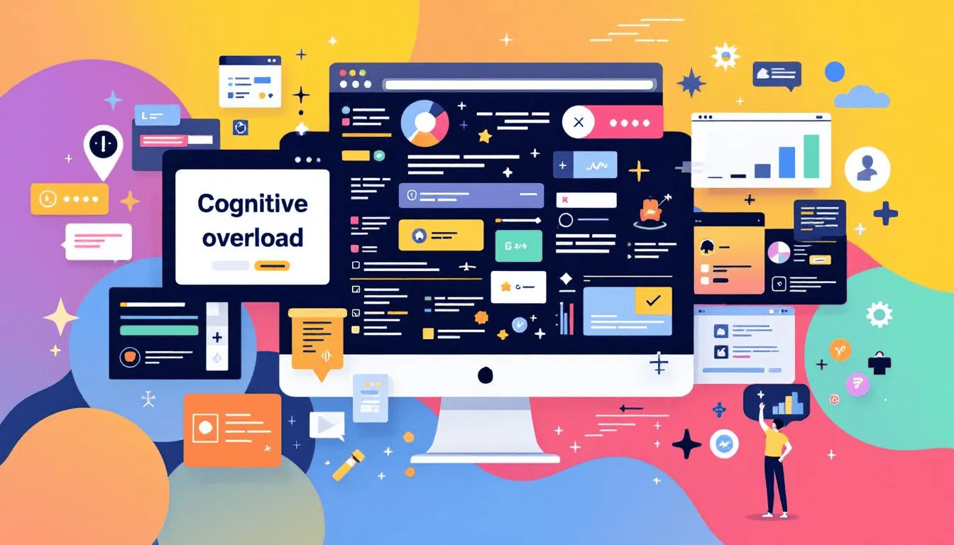 An illustration depicting cognitive overload in user experience design.