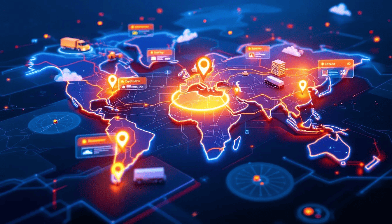 A customized map tailored for logistics needs, integrating various data points.