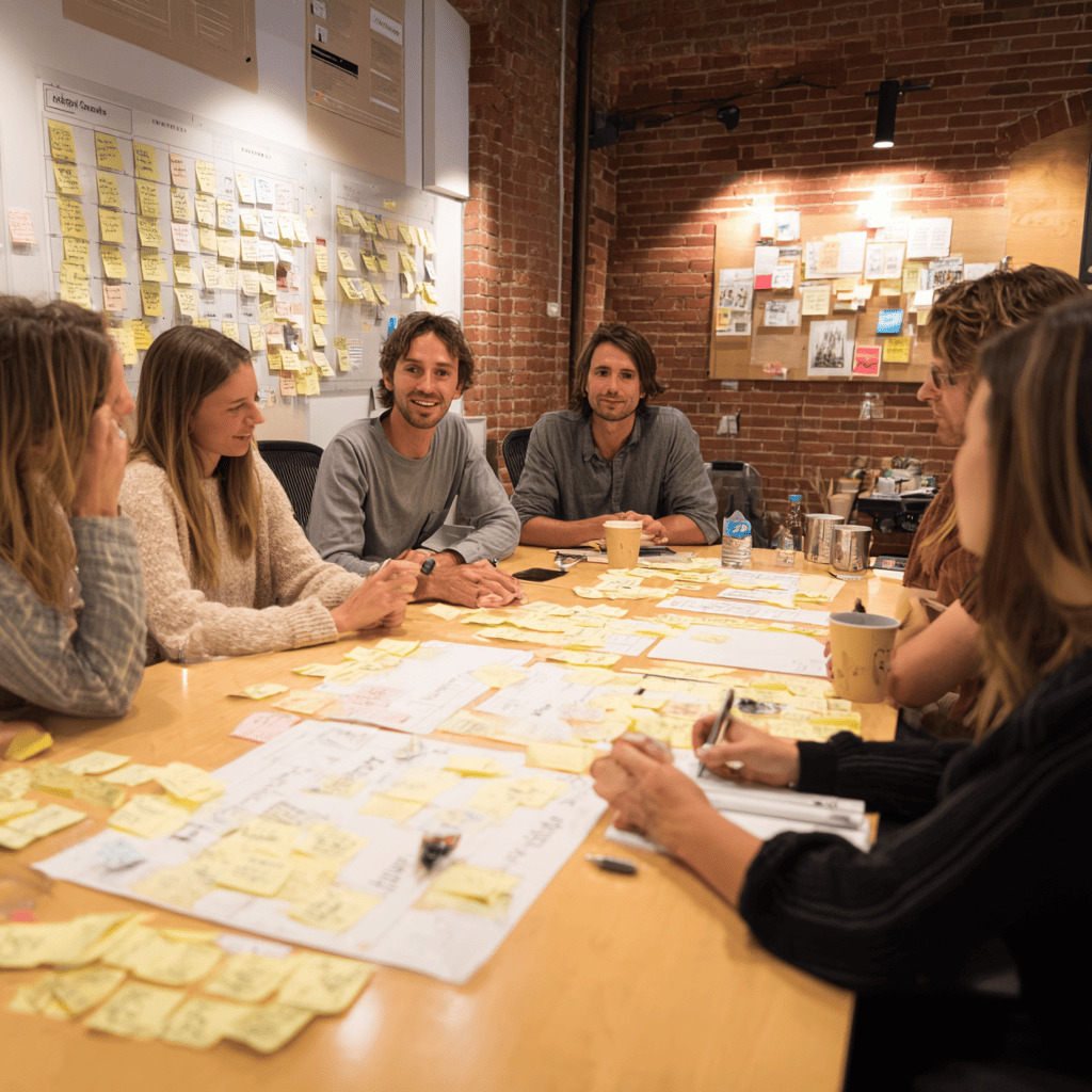 A customer success manager reviewing an AI-powered health score dashboard with churn risk alerts, expansion signals, and recommended next actions for each account