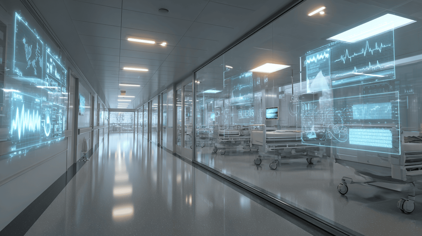 AI and data analytics tools improving healthcare delivery in a digital environment.